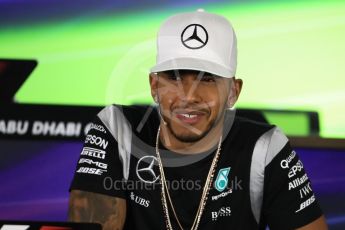 World © Octane Photographic Ltd. F1 FIA Driver Press Conference part2, Yas Marina circuit, Abu Dhabi. Thursday 24th November 2016. Mercedes AMG Petronas – Lewis Hamilton. Digital Ref :