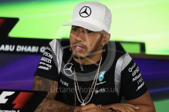 World © Octane Photographic Ltd. F1 FIA Driver Press Conference part2, Yas Marina circuit, Abu Dhabi. Thursday 24th November 2016. Mercedes AMG Petronas – Lewis Hamilton. Digital Ref :