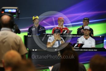 World © Octane Photographic Ltd. F1 FIA Driver Press Conference part1, Yas Marina circuit, Abu Dhabi. Thursday 24th November 2016. McLaren Honda – Jenson Button, Williams Martini Racing – Felipe Massa, Sauber F1 Team – Felipe Nasr, Scuderia Ferrari – Kimi Raikkonen and Red Bull Racing – Max Verstappen. Digital Ref :