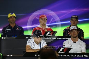 World © Octane Photographic Ltd. F1 FIA Driver Press Conference part1, Yas Marina circuit, Abu Dhabi. Thursday 24th November 2016. McLaren Honda – Jenson Button, Williams Martini Racing – Felipe Massa, Sauber F1 Team – Felipe Nasr, Scuderia Ferrari – Kimi Raikkonen and Red Bull Racing – Max Verstappen. Digital Ref :