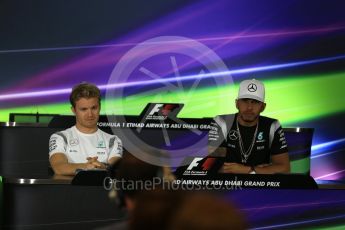 World © Octane Photographic Ltd. F1 FIA Driver Press Conference part2, Yas Marina circuit, Abu Dhabi. Thursday 24th November 2016. Mercedes AMG Petronas – Lewis Hamilton and Nico Rosberg . Digital Ref :