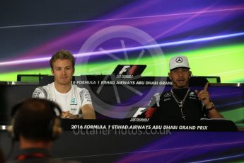 World © Octane Photographic Ltd. F1 FIA Driver Press Conference part2, Yas Marina circuit, Abu Dhabi. Thursday 24th November 2016. Mercedes AMG Petronas – Lewis Hamilton and Nico Rosberg . Digital Ref :