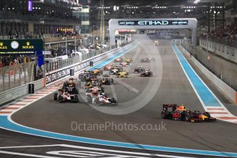 World © Octane Photographic Ltd. Pierre Gasly leads the race start. Saturday 26th November 2016, GP2 Race 1, Yas Marina Circuit, Abu Dhabi. Digital Ref :