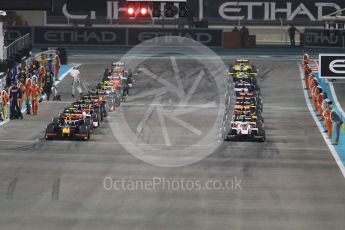 World © Octane Photographic Ltd. Grid formed ready for the green flag lap. Saturday 26th November 2016, GP2 Race 1, Yas Marina Circuit, Abu Dhabi. Digital Ref :
