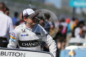 World © Octane Photographic Ltd. McLaren Honda – Jenson Button. Sunday 20th March 2016, F1 Australian GP - Drivers Parade, Melbourne, Albert Park, Australia. Digital Ref : 1523LB1D6281