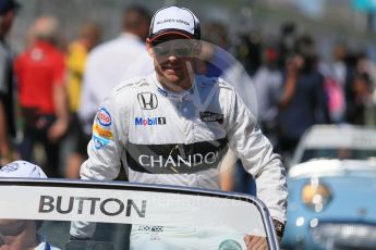 World © Octane Photographic Ltd. McLaren Honda – Jenson Button. Sunday 20th March 2016, F1 Australian GP - Drivers Parade, Melbourne, Albert Park, Australia. Digital Ref : 1523LB1D6291
