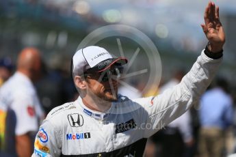 World © Octane Photographic Ltd. McLaren Honda – Jenson Button. Sunday 20th March 2016, F1 Australian GP - Drivers Parade, Melbourne, Albert Park, Australia. Digital Ref : 1523LB1D6298