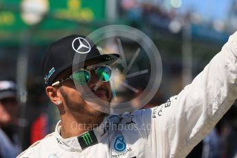 World © Octane Photographic Ltd. Mercedes AMG Petronas – Lewis Hamilton. Sunday 20th March 2016, F1 Australian GP - Drivers Parade, Melbourne, Albert Park, Australia. Digital Ref : 1523LB1D6502