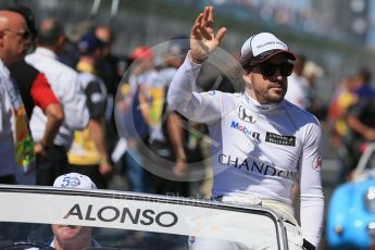 World © Octane Photographic Ltd. McLaren Honda – Fernando Alonso. Sunday 20th March 2016, F1 Australian GP - Drivers Parade, Melbourne, Albert Park, Australia. Digital Ref : 1523LB1D6546