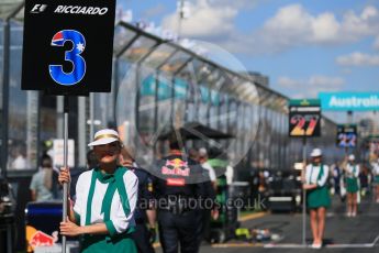 World © Octane Photographic Ltd. Red Bull Racing – Daniel Ricciardo. Sunday 20th March 2016, F1 Australian GP - Grid, Melbourne, Albert Park, Australia. Digital Ref : 1523LB1D6611