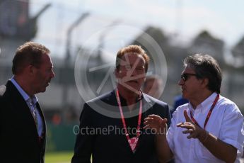 World © Octane Photographic Ltd. Arnold Schwarzenegger. Sunday 20th March 2016, F1 Australian GP - Grid, Melbourne, Albert Park, Australia. Digital Ref : 1523LB1D6684