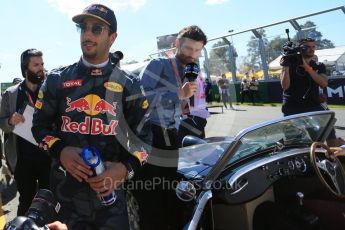 World © Octane Photographic Ltd. Red Bull Racing – Daniel Ricciardo. Sunday 20th March 2016, F1 Australian GP - Drivers Parade, Melbourne, Albert Park, Australia. Digital Ref : 1523LB5D2037