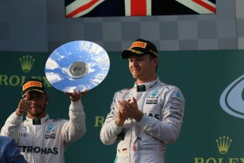 World © Octane Photographic Ltd. Mercedes AMG Petronas – Lewis Hamilton. Sunday 20th March 2016, F1 Australian GP Race - Podium, Melbourne, Albert Park, Australia. Digital Ref : 1525LB1D7889