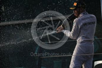 World © Octane Photographic Ltd. Mercedes AMG Petronas – Lewis Hamilton. Sunday 20th March 2016, F1 Australian GP Race - Podium, Melbourne, Albert Park, Australia. Digital Ref : 1525LB1D7974