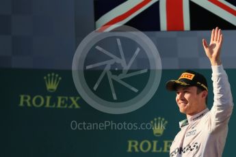World © Octane Photographic Ltd. Mercedes AMG Petronas – Nico Rosberg. Sunday 20th March 2016, F1 Australian GP Race - Podium, Melbourne, Albert Park, Australia. Digital Ref : 1525LB1D8082
