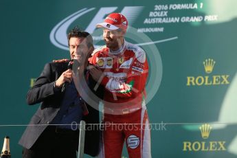 World © Octane Photographic Ltd. Scuderia Ferrari – Sebastian Vettel and Mark Webber. Sunday 20th March 2016, F1 Australian GP Race - Podium, Melbourne, Albert Park, Australia. Digital Ref : 1525LB1D8229