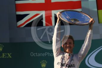 World © Octane Photographic Ltd. Mercedes AMG Petronas – Nico Rosberg. Sunday 20th March 2016, F1 Australian GP Race - Podium, Melbourne, Albert Park, Australia. Digital Ref : 1525LB1D8472