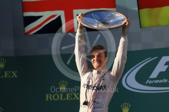 World © Octane Photographic Ltd. Mercedes AMG Petronas – Nico Rosberg. Sunday 20th March 2016, F1 Australian GP Race - Podium, Melbourne, Albert Park, Australia. Digital Ref : 1525LB1D8477