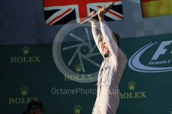 World © Octane Photographic Ltd. Mercedes AMG Petronas – Nico Rosberg. Sunday 20th March 2016, F1 Australian GP Race - Podium, Melbourne, Albert Park, Australia. Digital Ref : 1525LB1D8479