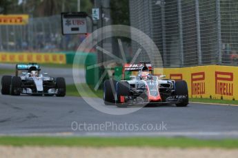 World © Octane Photographic Ltd. Haas F1 Team VF-16 – Romain Grosjean. Friday 18th March 2016, F1 Australian GP Practice 1, Melbourne, Albert Park, Australia. Digital Ref : 1516LB1D2110