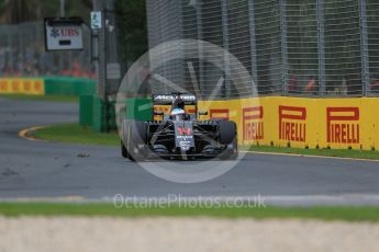 World © Octane Photographic Ltd. McLaren Honda MP4-31 – Fernando Alonso. Friday 18th March 2016, F1 Australian GP Practice 1, Melbourne, Albert Park, Australia. Digital Ref : 1516LB1D2320