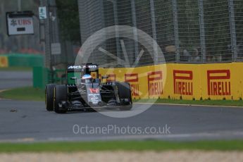 World © Octane Photographic Ltd. McLaren Honda MP4-31 – Fernando Alonso. Friday 18th March 2016, F1 Australian GP Practice 1, Melbourne, Albert Park, Australia. Digital Ref : 1516LB1D2415