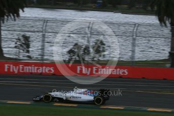 World © Octane Photographic Ltd. Williams Martini Racing, Williams Mercedes FW38 – Valtteri Bottas. Friday 18th March 2016, F1 Australian GP Practice 1, Melbourne, Albert Park, Australia. Digital Ref : 1516LB1D2742