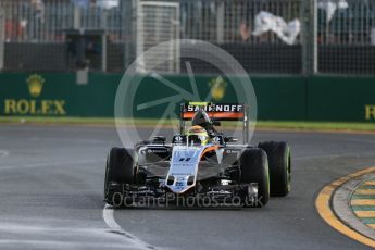 World © Octane Photographic Ltd. Sahara Force India VJM09 - Sergio Perez. Friday 18th March 2016, F1 Australian GP Practice 2, Melbourne, Albert Park, Australia. Digital Ref : 1517LB1D3421