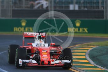 World © Octane Photographic Ltd. Scuderia Ferrari SF16-H – Sebastian Vettel. Friday 18th March 2016, F1 Australian GP Practice 2, Melbourne, Albert Park, Australia. Digital Ref : 1517LB1D3508
