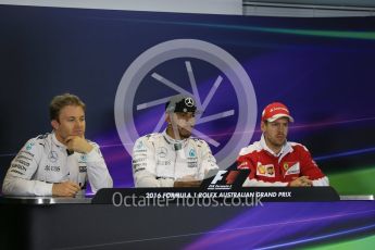 World © Octane Photographic Ltd. Mercedes AMG Petronas W07 Hybrid – Lewis Hamilton, Nico Rosberg and Scuderia Ferrari SF16-H – Sebastian Vettel. Saturday 19th March 2016, F1 Australian GP Qualifying, Melbourne, Albert Park, Australia. Digital Ref : 1520LB1D5661