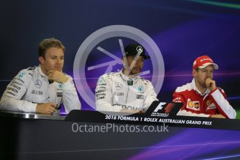 World © Octane Photographic Ltd. Mercedes AMG Petronas W07 Hybrid – Lewis Hamilton, Nico Rosberg and Scuderia Ferrari SF16-H – Sebastian Vettel. Saturday 19th March 2016, F1 Australian GP Qualifying, Melbourne, Albert Park, Australia. Digital Ref : 1520LB1D5666