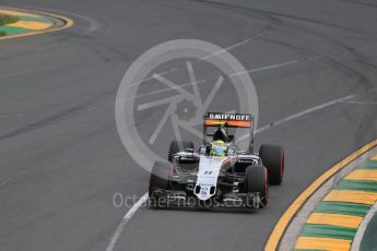 World © Octane Photographic Ltd. Sahara Force India VJM09 - Sergio Perez. Saturday 19th March 2016, F1 Australian GP Qualifying, Melbourne, Albert Park, Australia. Digital Ref : 1521LB1D5115