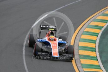 World © Octane Photographic Ltd. Manor Racing MRT05 – Rio Haryanto. Saturday 19th March 2016, F1 Australian GP Qualifying, Melbourne, Albert Park, Australia. Digital Ref : 1521LB1D5201