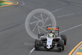 World © Octane Photographic Ltd. Sahara Force India VJM09 - Sergio Perez. Saturday 19th March 2016, F1 Australian GP Qualifying, Melbourne, Albert Park, Australia. Digital Ref : 1521LB1D5226