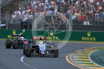 World © Octane Photographic Ltd. Sahara Force India VJM09 - Sergio Perez. Sunday 20th March 2016, F1 Australian GP Race, Melbourne, Albert Park, Australia. Digital Ref : 1524LB1D7168