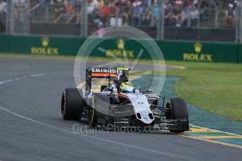 World © Octane Photographic Ltd. Sahara Force India VJM09 - Sergio Perez. Sunday 20th March 2016, F1 Australian GP Race, Melbourne, Albert Park, Australia. Digital Ref : 1524LB1D7268