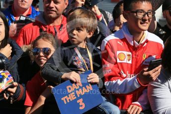 World © Octane Photographic Ltd. Red Bull Racing – Daniel Ricciardo fans. Sunday 20th March 2016, F1 Australian GP - Melbourne Walk, Melbourne, Albert Park, Australia. Digital Ref : 1522LB1D5837