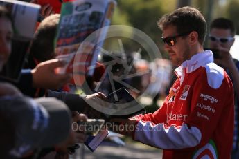 World © Octane Photographic Ltd. Scuderia Ferrari – Sebastian Vettel. Sunday 20th March 2016, F1 Australian GP - Melbourne Walk, Melbourne, Albert Park, Australia. Digital Ref : 1522LB1D5917