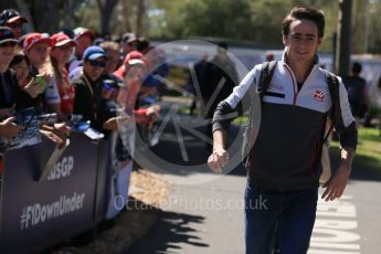 World © Octane Photographic Ltd. Haas F1 Team - Esteban Gutierrez. Sunday 20th March 2016, F1 Australian GP - Melbourne Walk, Melbourne, Albert Park, Australia. Digital Ref : 1522LB1D5989
