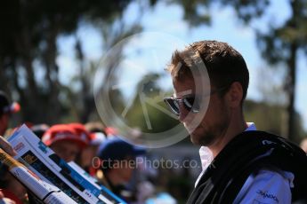 World © Octane Photographic Ltd. McLaren Honda – Jenson Button. Sunday 20th March 2016, F1 Australian GP - Melbourne Walk, Melbourne, Albert Park, Australia. Digital Ref : 1522LB1D6009
