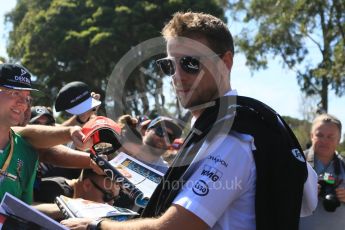 World © Octane Photographic Ltd. McLaren Honda – Jenson Button. Sunday 20th March 2016, F1 Australian GP - Melbourne Walk, Melbourne, Albert Park, Australia. Digital Ref : 1522LB5D2012