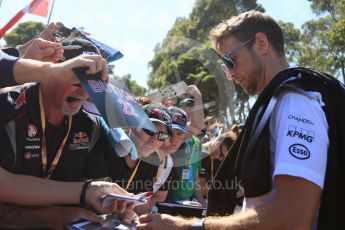 World © Octane Photographic Ltd. McLaren Honda – Jenson Button. Sunday 20th March 2016, F1 Australian GP - Melbourne Walk, Melbourne, Albert Park, Australia. Digital Ref : 1522LB5D2024