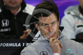 World © Octane Photographic Ltd. F1 Australian GP FIA Press Conference, Melbourne, Albert Park, Australia, Friday 18th March 2016. Toto Wolff – Mercedes AMG Petronas Executive Director. Digital Ref : 1518LB1D3906