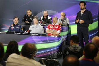 World © Octane Photographic Ltd. F1 Australian GP FIA Press Conference, Melbourne, Albert Park, Australia, Friday 18th March 2016. Cyril Abiteboul – Renault Sport F1 Team Managing Director, Maurizio Arrivabene – Scuderia Ferrari Team Principle, Eric Boullier – McLaren Honda Racing Director, Gene Haas – Haas F1 Team Owner and Chairman, Christian Horner – Red Bull Racing Team Principle and Toto Wolff – Mercedes AMG Petronas Executive Director. Digital Ref : 1518LB5D1460