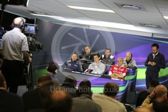 World © Octane Photographic Ltd. F1 Australian GP FIA Press Conference, Melbourne, Albert Park, Australia, Friday 18th March 2016. Cyril Abiteboul – Renault Sport F1 Team Managing Director, Maurizio Arrivabene – Scuderia Ferrari Team Principle, Eric Boullier – McLaren Honda Racing Director, Gene Haas – Haas F1 Team Owner and Chairman, Christian Horner – Red Bull Racing Team Principle and Toto Wolff – Mercedes AMG Petronas Executive Director. Digital Ref : 1518LB5D1472