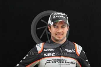 World © Octane Photographic Ltd. Sahara Force India - Sergio Perez. Thursday 17th March 2016, F1 Australian GP FIA Photo Call, Melbourne, Albert Park, Australia. Digital Ref : 1526LB1D0144