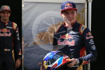 World © Octane Photographic Ltd. Scuderia Toro Rosso – Max Verstappen and Carlos Sainz. Thursday 17th March 2016, F1 Australian GP FIA Photo Call, Melbourne, Albert Park, Australia. Digital Ref : 1526LB1D0897