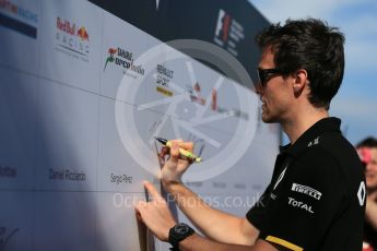 World © Octane Photographic Ltd. Renault Sport F1 Team – Jolyon Palmer. Thursday 17th March 2016, F1 Australian GP - Thursday - Melbourne Walk, Melbourne, Albert Park, Australia. Digital Ref : 1514LB1D9805