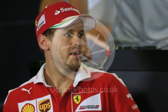 World © Octane Photographic Ltd. F1 Australian GP FIA Press Conference, Melbourne, Albert Park, Australia, Thursday 17th March 2016. Scuderia Ferrari – Sebastian Vettel. Digital Ref : 1515LB1D1025