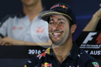 World © Octane Photographic Ltd. F1 Australian GP FIA Press Conference, Melbourne, Albert Park, Australia, Thursday 17th March 2016. Red Bull Racing – Daniel Ricciardo. Digital Ref : 1515LB1D1059